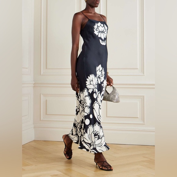 FARM RIO Black & White Floral Arabesque Slip Lenzing Ecovero Viscose, Medium$230 - Picture 8 of 14